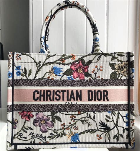 christian dior floral tote bag